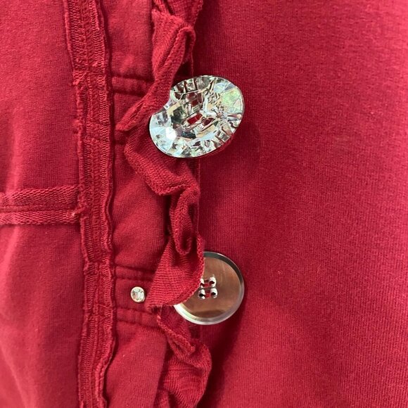 Neon Buddha Button-Up Pink fushia Jacket Ruffled Trim, crystal buttons & Pockets - Picture 8 of 15